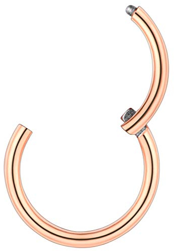 PROSTEEL Piercing Naso Libbra Orecchino 20G Gauge Cerchio di Naso Libbra Piercing Hoop, Diametro 6 mm, Acciaio Inossidabile Placcato Oro Rosa, Rosa (Confezione Regalo)