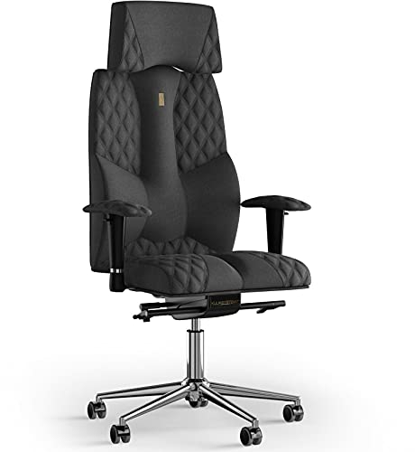 KULIK SYSTEM Ergonomischer Bürostuhl - Komfort & Verstellbarer Stuhl mit Rücken-, Lenden-& Wirbelsäulenstütze|Patentiertes Rücken-& Nackenschmerzlinderungsdesign|Business Azure - Grau Design Textur