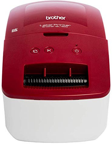 Brother QL-600R Label Maker, USB 2.0, Address Label Printer, Desktop, Up to 62mm Wide Labels, UK Plug