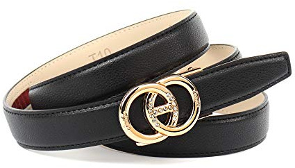 Anthoni Crown Damen Ledergürtel 051ALNF10 Gürtel, Schwarz, 95