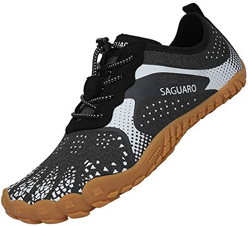 SAGUARO Barfußschuhe Herren Barfuss Schuhe Damen Barfussschuhe Outdoor Sport Zehenschuhe Fitnessschuhe rutschfest Traillaufschuhe Grau Weiß,Gr.36
