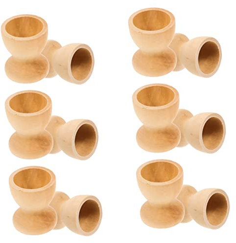 Amosfun Lot de 12 coquetiers en Bois pour œufs de Pâques - pour Enfants - Bricolage - pour Le Petit déjeuner, Le réfrigérateur, la Cuisine, Un Mariage, Un Anniversaire, Pâques - Décoration de Table