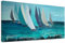 Kunstbruder Bilder auf Leinwand Segelboot Türkis, fertig zum Aufhängen, Leinwanddruck Sailboat- Kunstdruck Moderne Wandbilder, Kunst von Kölner Künstlerin (div.Formaten) (70x140 cm)