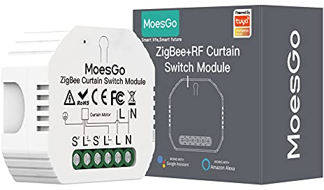 MoesGo ZigBee Alexa Smart Rolladenschalter, RF433 Modul Funk Rolladen Markisen Schalter für Rollladenmotor, Kompatibel mit Alexa und Google Smart Life Tuya App, 【Tuya ZigBee Hub Required】