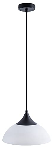 Paco Home Pendelleuchte Hängelampe Esszimmer Esstischlampe Küchenlampe Hängend 1,5m Textilkabel Kürzbar Einfache Montage E27, Leuchtmittel: ohne Leuchtmittel, Farbe: Weiß-Schwarz