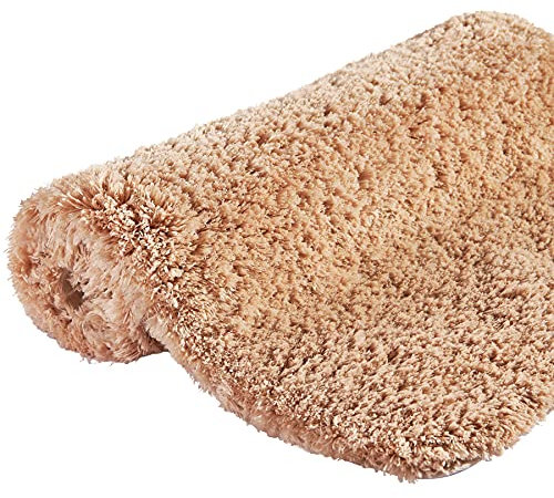 Tapis de Salle de Bain, Microfibre Douces Absorbant avec Fond en Caoutchouc Antidérapant Tapis de Bain,pour la Bebe Baignoire,Salle de Bain,Marron, 60 x 90 cm