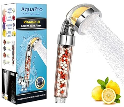 Pommeau de douche haute pression, pommeau de douche à filtre à vitamine C, pommeau de douche à économie d'eau, filtre au chlore et au fluorure pour aider la peau sèche et la perte de cheveux
