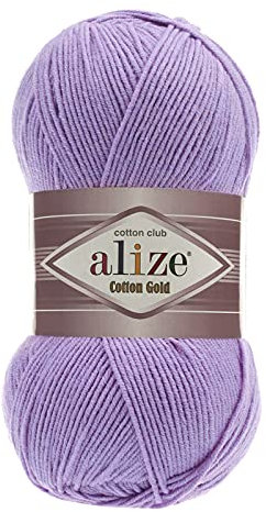 100g Strickgarn Alize Cotton Gold Uni Klassikgarn Häkelgarn Strick-Wolle Farbwahl, Farbe:43 Lavendel
