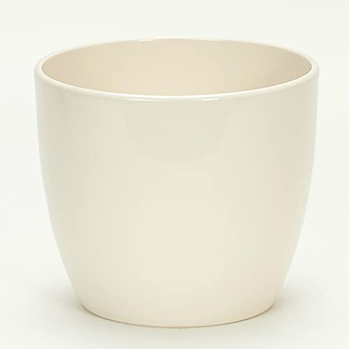 Annastore Blumenübertopf AVA aus Keramik Pflanztopf Blumentopf Keramiktopf Übertopf für Blumen (Creme, Ø 15,5 cm/H 13 cm)