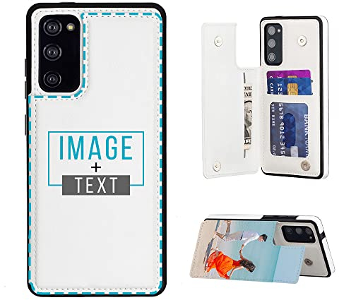 YOOCUSTOM Personalised Phone Case for Samsung Galaxy S22 S21 S20 FE S10 S10E Note 10 20 Ultra Plus 5G, Customised Wallet Case PU Leather Flip Folio Cover Card Slot Holder Photo Image Picture(WBC-P1)
