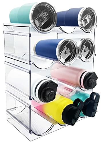 Spaclear 4 Stück Flaschenregal Stapelbar, Kunststoff Flaschenhalter für Kühlschrank, Schrank, Küchen Organizer Aufbewahrung & Organisation, Wein Trinkflasche Flaschen Kitchen Küchenschrank Storage