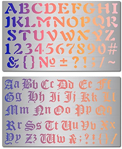 GORGECRAFT 2 Stile Metall Zahlen Schablone Alphabet Vorlagen Wiederverwendbare Edelstahl Zeichnung Tagebuch Schablone Zum Malen Auf Holz Wand Leinwand Brandmalerei Gravur