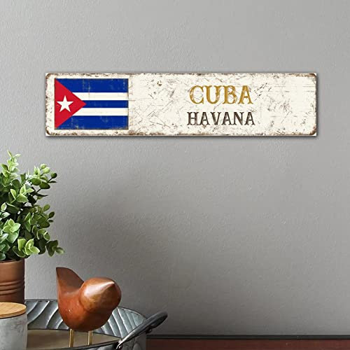 Holzschilder Kuba-Hauptstadt Havanna-Schilder, lustiges Schild, Land-Souvenir, Vintage, rustikal, rustikal, Bauernhaus, Holzschilder für Zuhause, Büro, Schreibtisch, Dekoration, 10,2 x 45,7 cm,