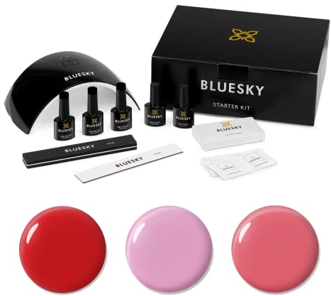 BLUESKY Gel Nail Polish Starter Kit - Summer 2023, with Professional 24W UV LED Lamp Dryer, 3 Polishes, Cleanser Wipes, Top and Base Coat, File Buffer, Number Of Items: 1, 50.0 millilitre