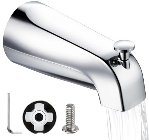Enhon Tub Spout with Diverter, Slip-Fit Bathtub Faucet Spout Replacement, 1/2 Copper Pipe Connection, Easy to Install, Universal for Bathroom Shower(Chrome Color,1 Pack)