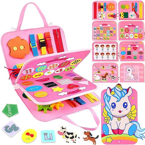 TGTT Busy Board Montessori Spielzeug für 1 2 3 4 Jahre, Kleinkinder Activity Board Baby Sensorisches Lernspielzeug für Jungen Mädchen Geschenke (Mehrfarbig)