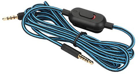 Akozon Gaming-Headset-Kabel, Gewebtes Kopfhörerkabel mit Lautstärke--G-Pro-Aux-Verlängerungskabelsteuerung und Stummschalter für G-Pro-X-G433-G233-Bluelogitech-x-Ersatz