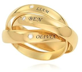 MYKA - Personalisierte Charlize Russischer Ring aus Sterling Silber 925 - Vergoldet - Schmuck Geschenk für Damen - Mutter - Freundin