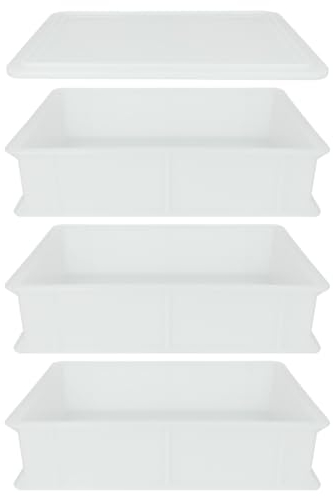 MIGASE Pizzateig Box – drei Boxen mit je 40x30x10 cm und einem Deckel – Stapelbare Teigwanne für bis zu 6 Pizzaballen – Ideal für Pizza, Brot, Pasta & mehr – Robuster Behälter für Haushalt