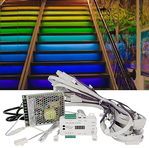 LED Treppenstufenbeleuchtung mit Bewegungsmelder,Treppenbeleuchtung Komplettes Set mit RGB LED Streifen für 16 Stufen
