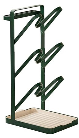 BEIJIALY 3-lagiger Topfdeckelhalter, Küchen-Organizer-Gestell, Freistehender Topfdeckel-Halter für Den Schreibtisch mit Abnehmbarer Ablaufschale, Messer-Einsteckposition für(Helles Luxusgrün)