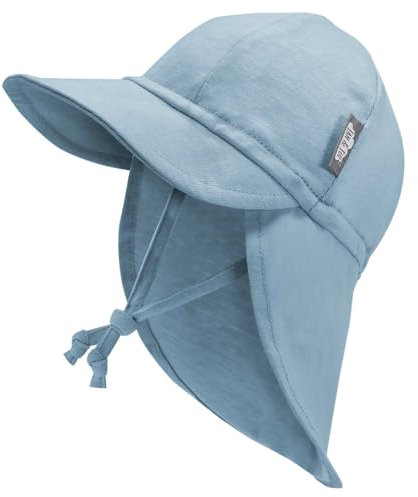 Jan & Jul Kappe für Baby-Jungen, extra Sonnenschutz mit Nackenklappe (Sturmblau, Größe M: 6-24 Monate)