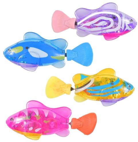 Poisson Jouet Enfant Electronique, Natation Fish Robot, Poisson Robot Bain, Poisson Plastique Jouet, Poisson Robot, Jouet de Piscine pour la Piscine - Enfants (4 Pièces)