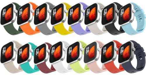 Z.DuDuZAZA Bands for Redmi Watch 4 Smartwatch for Women Men, 16 Pack Soft Silicone Strap Replacement Wristbands Compatible with Xiaomi Redmi Watch 4 Bracelet Change