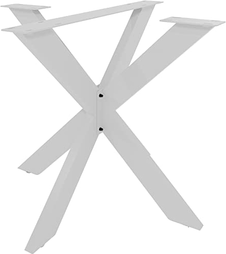 DELUKE® Tischgestell Metall KRYT Weiß | inkl. Schrauben + Bodenschoner | Tischbein Tischkufe Tischgestell für Holztisch Esstisch Schreibtisch Sitzbank | 71x85x85cm