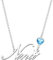 Kraven Damen Kette mit Namen Blauer Geburtsstein-Anhänger Halskette Namenskette Geschenk Personalisiert Damenkette Buchstaben Kette Geschenkidee für Frauen Teenager Mädchen Tochter (Nina)