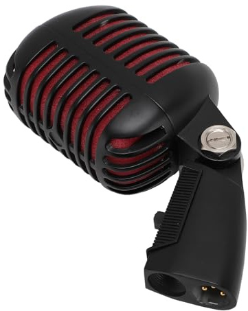 VELATEMOR Microfono Vintage Microfono retrò Microfono Dinamico Classico Microfono per Voce con Cavo XLR (BLACK)