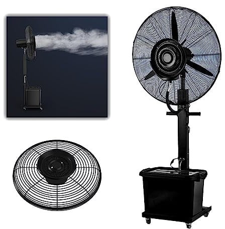 High Velocity Misting Fan Lnder Pedestal Oscillating Fan - Heavy Duty Industrial Fan, With 11 Gallon Tank, 3 Cooling Speeds, And 90° Oscillation