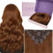 Fshine Clip in Extensions Echthaar Kupfer 60cm 7 Stücke 120g Remy Haar Extensions Echthaar Seidiges Haar Clip in Haarverlängerun Farbe 330