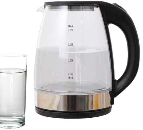 Cordless Glass Electric Kettle, Hot Water Boiler - 2L Quiet Fast Boiling Kettle, Glass Electric Kettle Automatic Shut-Off for Home Kitchens, Restau