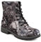 Pavers Stivali da donna, scarpe da combattimento, stivali neri da donna, con lacci, chiusura con zip, tacco piatto, suola resistente, stivali da donna, motivo floreale boho, Motivo floreale grigio.,