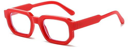YAMEIZE Rectángulos Luz Azul Gafas - Mujeres Hombres Bloqueadoras De Luz Azul Gafas Para Ordenador (Rojo Claro)
