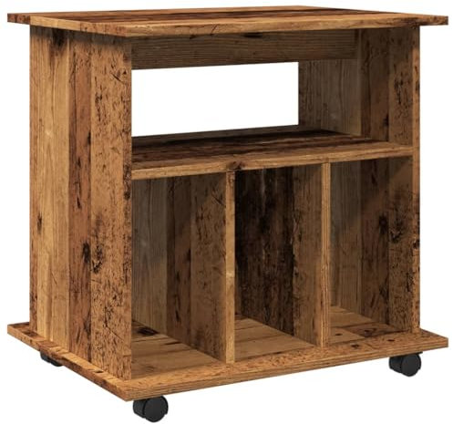 vidaXL Rollcontainer, Aktenschrank mit Stauraum, Rollschrank für Büro Arbeitszimmer, Bürocontainer Büroschrank, Altholz-Optik Holzwerkstoff