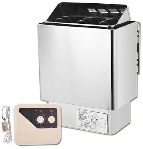 Cashwise Stainless Steel Sauna Heating Stove, Electric Sauna Heater with External Controller, Wet and Dry Bath Sauna Box Sauna Room Equipment for Home Hotel Spa Shower Steam Room,8KW