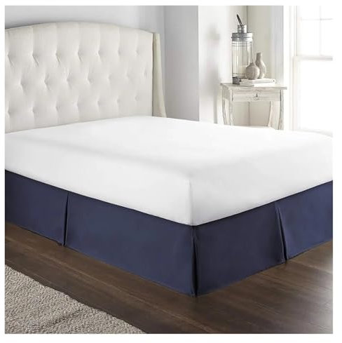 QUgaoSAN Cache-sommier doux à quatre plis avec plis centraux, pour hôtel, chambre à coucher (bleu foncé, 120 x 200 x 35 cm)