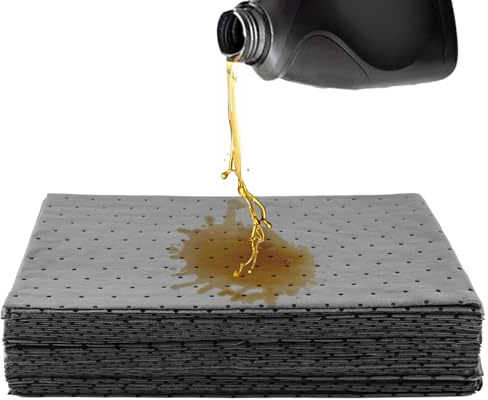 Ranjaner Almohadillas absorbentes de aceite, 25 x 33 cm, alfombrilla absorbente de agua para automóviles, almohadillas universales absorbentes de aceite para proteger el hogar, garaje, sótano (tamaño: