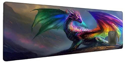 Tapis de Souris Cool Tapis de Souris XXL Dragon 1500x800mm, Mouse Pad Bureau Protection Étanche Antidérapant Caoutchouc, Grand Mouse Pad Gaming Accessoire Bureau Améliore la Précision la Vitesse O-9