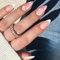 Almond False Nails - 24pcs White French Tip Press On Nails - Full Cover Acrylic Fake Nails with Spring Pink Flower - Reusable French Stick on nails with Glue for Women and Girls Nail Art