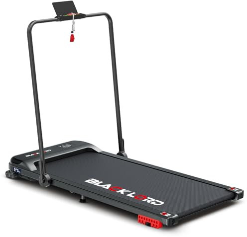 BLACK LORD Faltbares Walkingpad Laufband mit Griff, 2 in 1 Elektro Home Office Laufband für Joggen Laufen, Neigung, 3.2HP Fitnessgerät, Tragbar unter Schreibtisch, 140kg Kapazität, Mit Griff, Schwarz