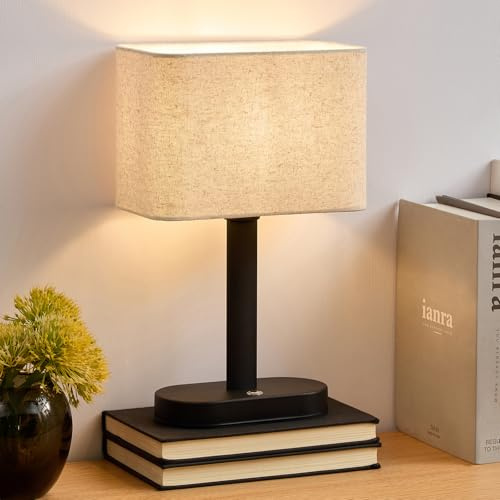 SAIWEYA 12.6 Cordless Touch Table Lamp, 5200mAh Rechargeable Desk Lamp, Stepless Dimming Modern Bedside Lamps with 3000K Warm Light LED Bulb, Nightstand Lamps for Study, Bedroom, Living Room, Office