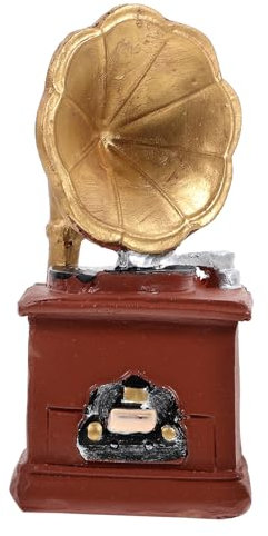 ULTECHNOVO Miniature Retro Phonograph Model Resin Dollhouse Ornament Vintage Design for Home Decor and Photography Props