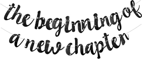 DOPENSPI The Beginning of A New Chapter Banner, Glitzer Schwarz Abschiedsparty Dekorationen Alles Gute Girlande Happy Retirement für Abschlussbanner Ruhestand Jobwechsel Wegziehen Partybedarf(Schwarz)