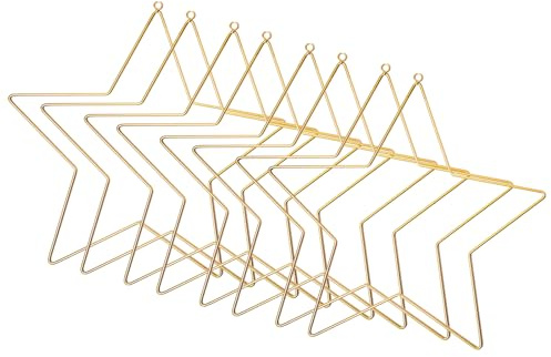 8 Stück Metallring Stern, Metallsterne mit Aufhänge-Öse, Traum Catcher, Dekorative Metallringe zum Basteln, für Traumfänger Weihnachtsdeko Festtagsdeko Hochzeit DIY-Geschenke (Gold, 10cm)