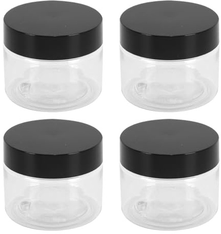 Namvo 4PCS Travel Cosmetic Containers 40ml Round Clear Plastic Pots with Lids for Travel Storage Makeup Face Creams