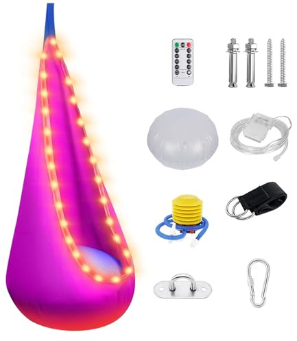 KUWUNG Hanging Niche, Portable Hanging Chair with LED, Swing Seat with Inflatable Cushion, Hanging Seat, Swing Seat, Swing Chair, Swing Seat, Swing Seat, Seat