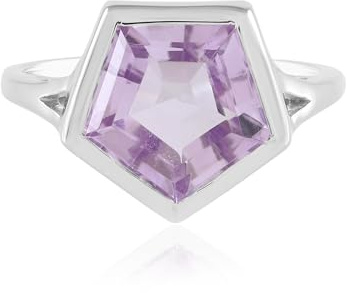 Cavill Lavendel Amethyst Ring 3,711 ct Fancy Treppenschliff 925er Sterlingsilber platiniert moderner geometrischer Silberring Lila Schmuck aus Brasilien Größe 17-19